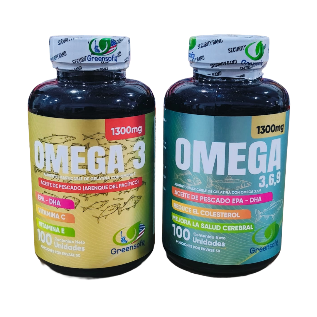 Combo Omega: 1 Omega 3 + 1 Omega 3-6-9 | Salud Cerebral, Cardiovascular y Antiinflamatoria Imagen principal del producto
